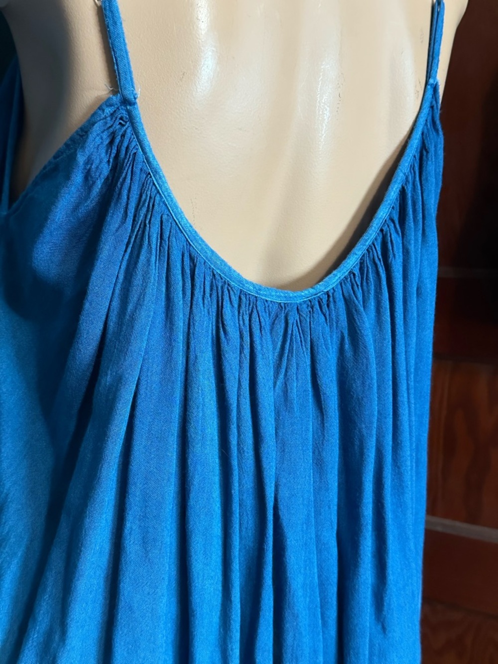 Blue to White Ombre Spaghetti Strap Sundress Beach Coverup Lagenlook - Picture 3 of 8